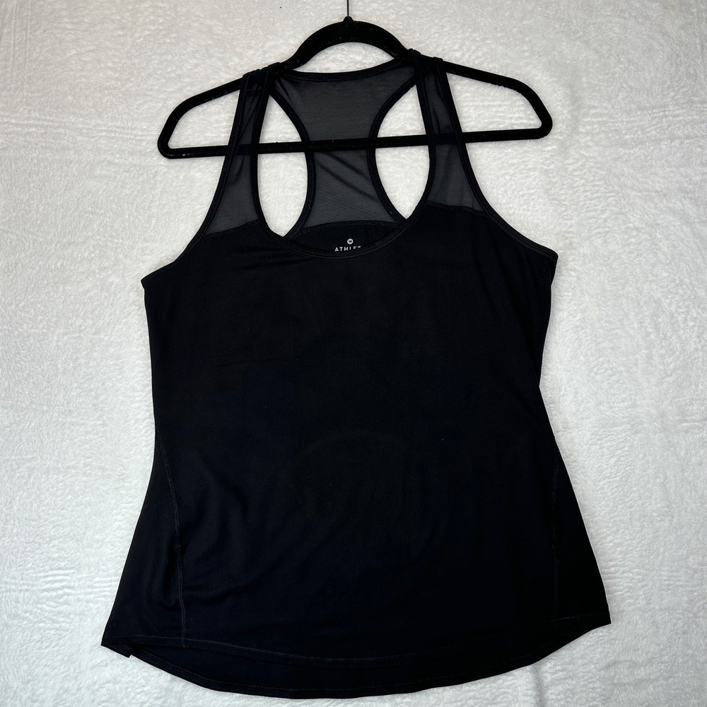 Athleta Tank Top Women L Black Mesh Racerback Activewear Sleeveless